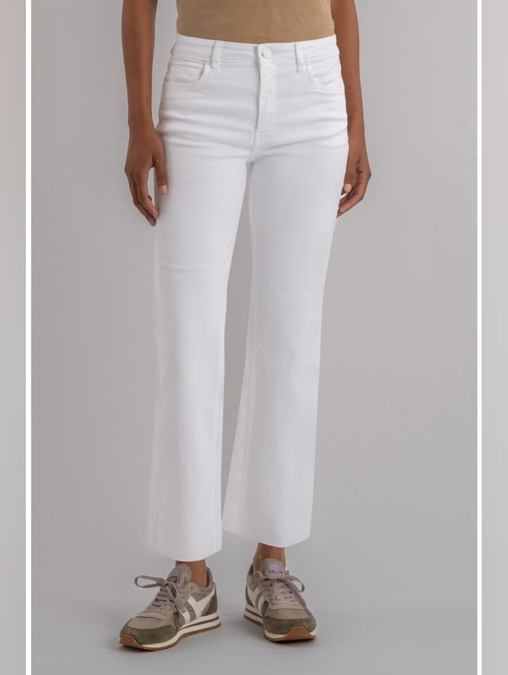 Kut From The Kloth NWOT Kelsey Fab Ab Ankle Flare  White Denim Jeans Size 16